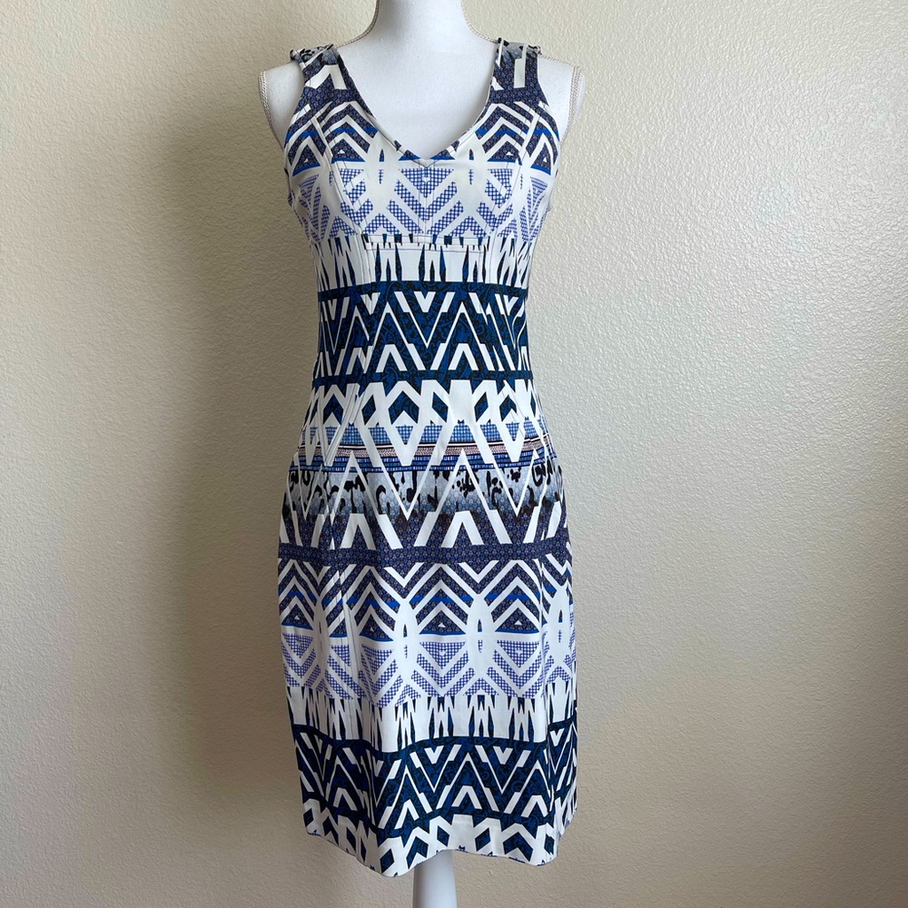 Etro dress Aztec geometric stretch printed midi diamond ikat tribal fitted